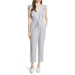 La Vie Rebecca Taylor Women’s Jumpsuit Meadow Floral Iris Cotton; size L